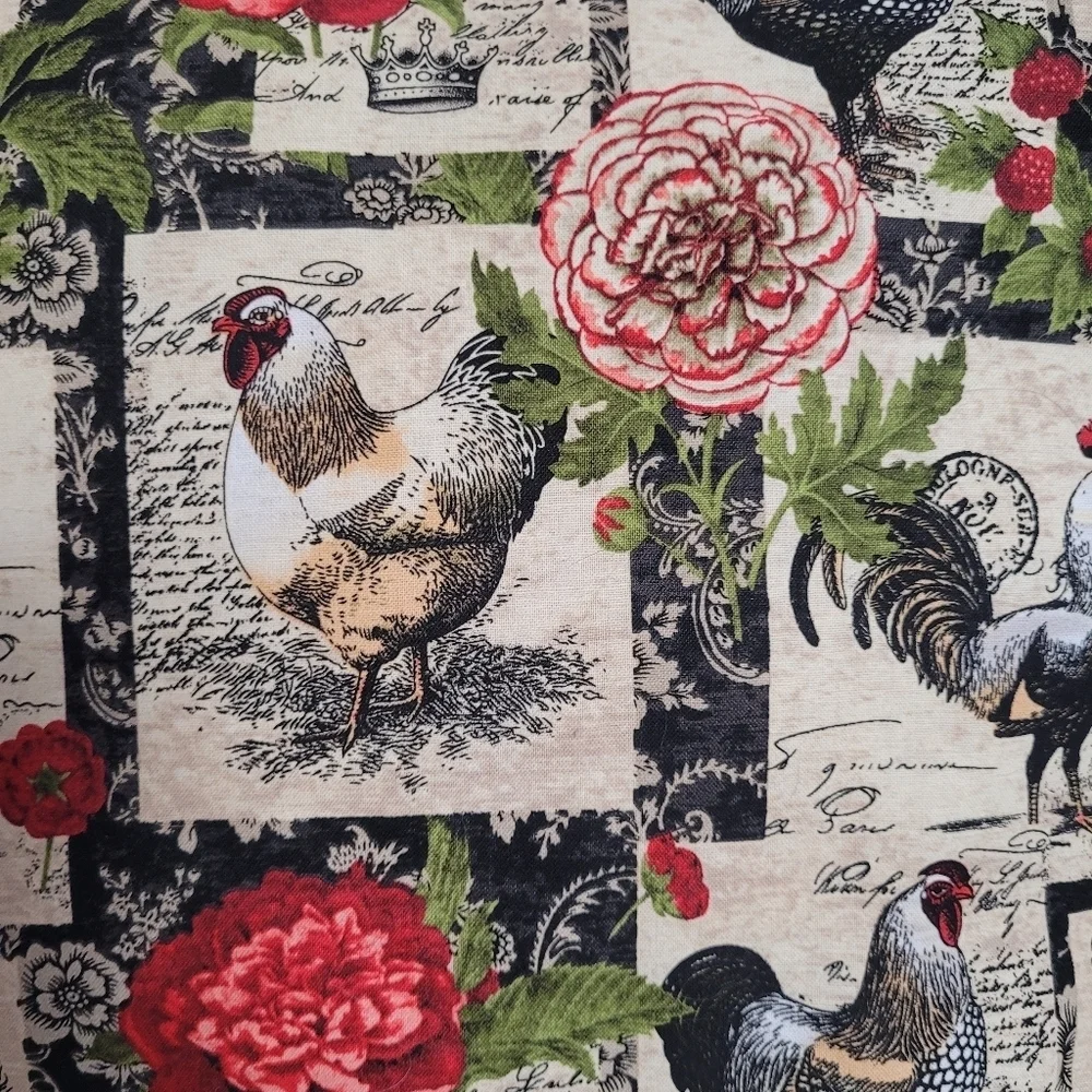 Country Chic Chicken Floral Decorative Throw Pillow Set Handmade